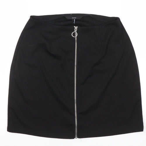 Vero Moda Womens Black Pencil Skirt Size M Zip Front Stretch Workwear