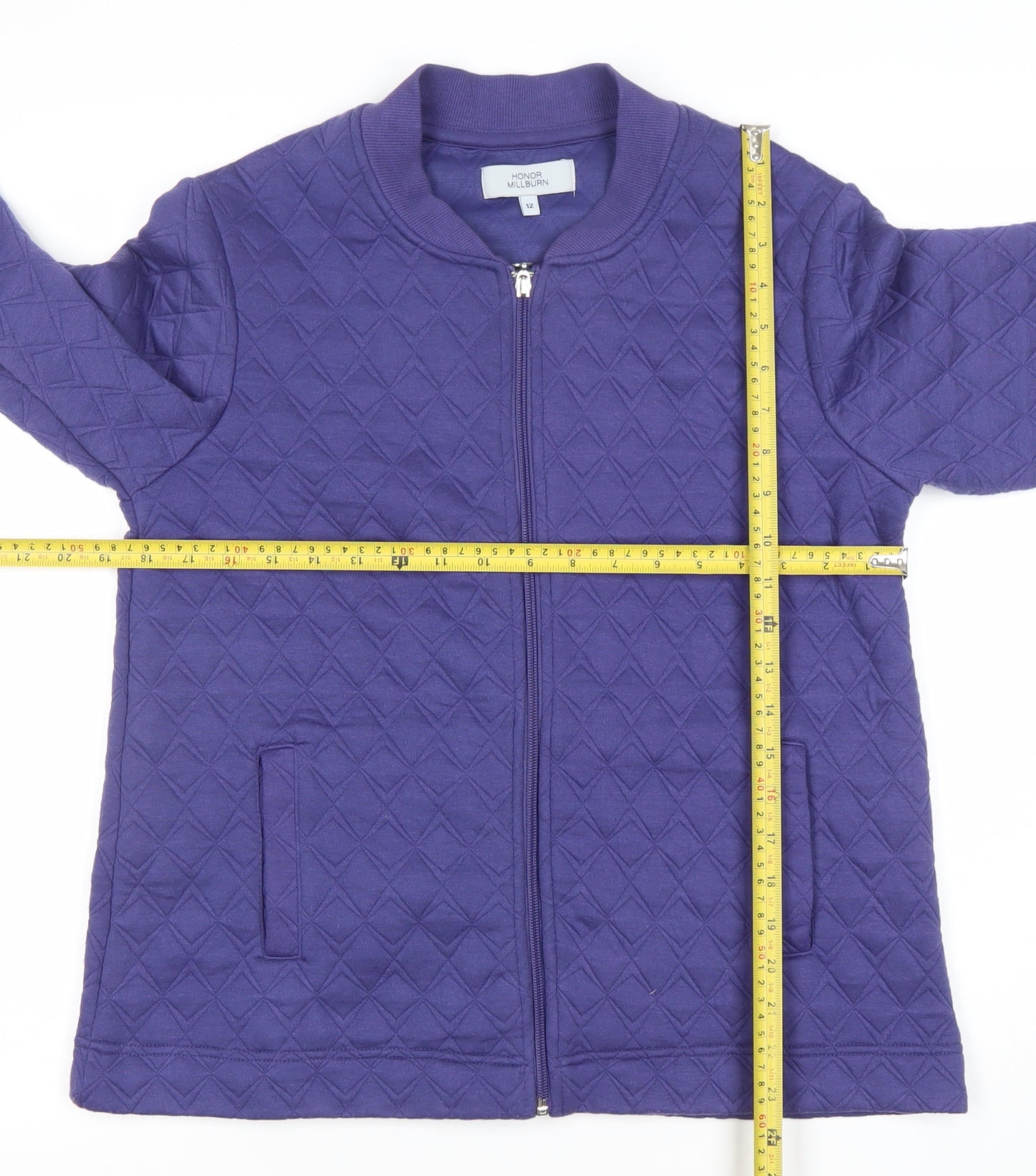 Honor Millburn Women's Purple Quilted Full Zip Sweatshirt Size 12