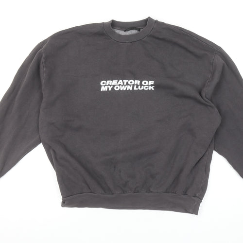 ZARA Women Black Graphic Slogan Sweatshirt Size S