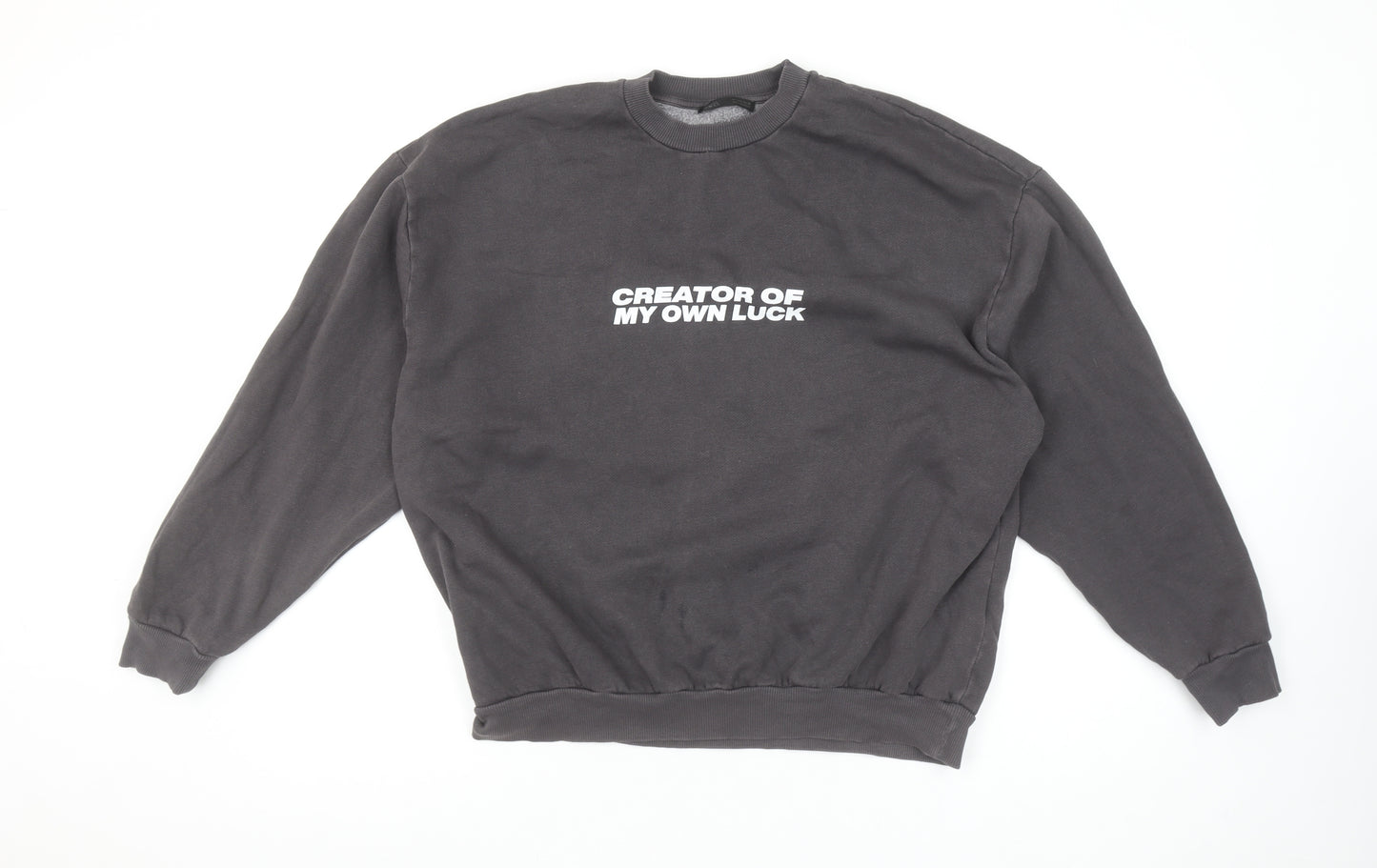 ZARA Women Black Graphic Slogan Sweatshirt Size S