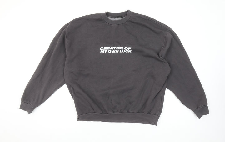 ZARA Women Black Graphic Slogan Sweatshirt Size S