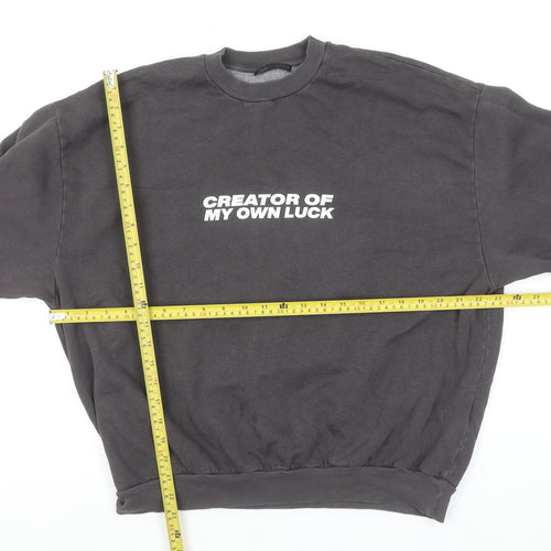 ZARA Women Black Graphic Slogan Sweatshirt Size S