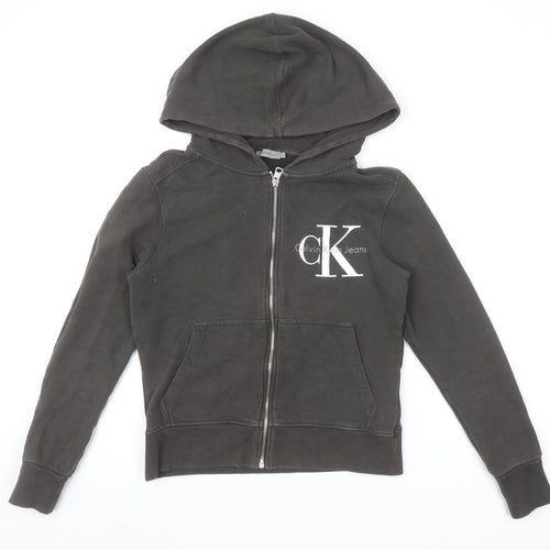 Calvin Klein Jeans Women's Black Full Zip Hoodie Size S Cotton Logo