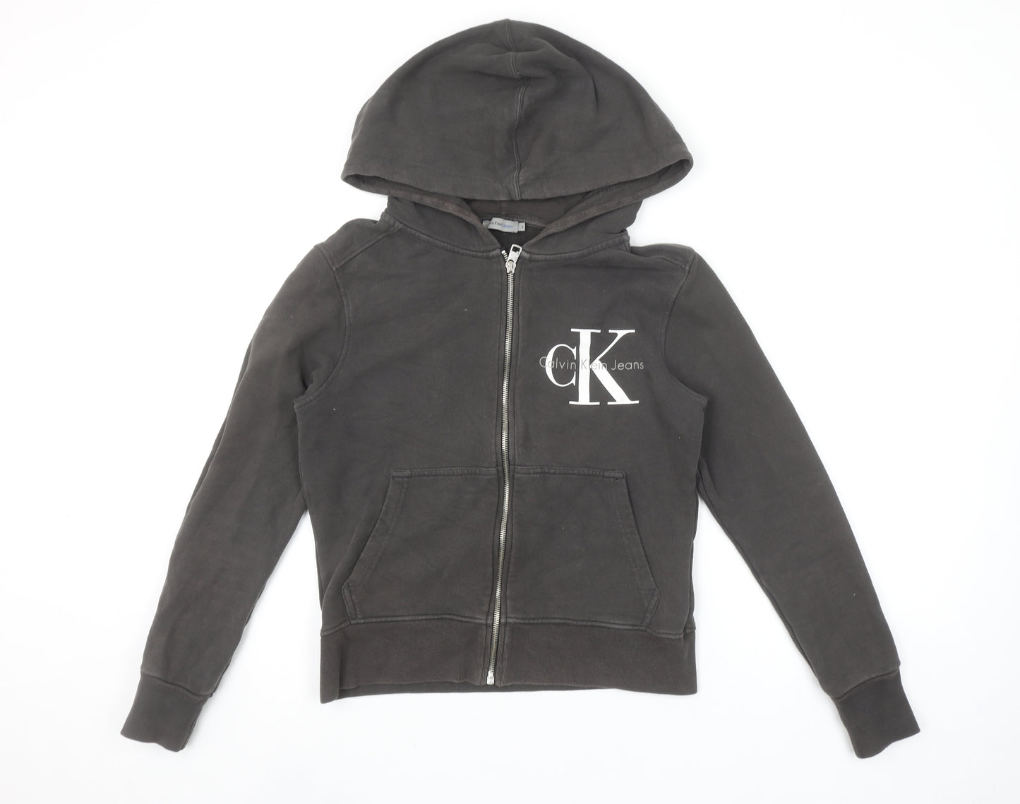 Calvin Klein Jeans Women's Black Full Zip Hoodie Size S Cotton Logo