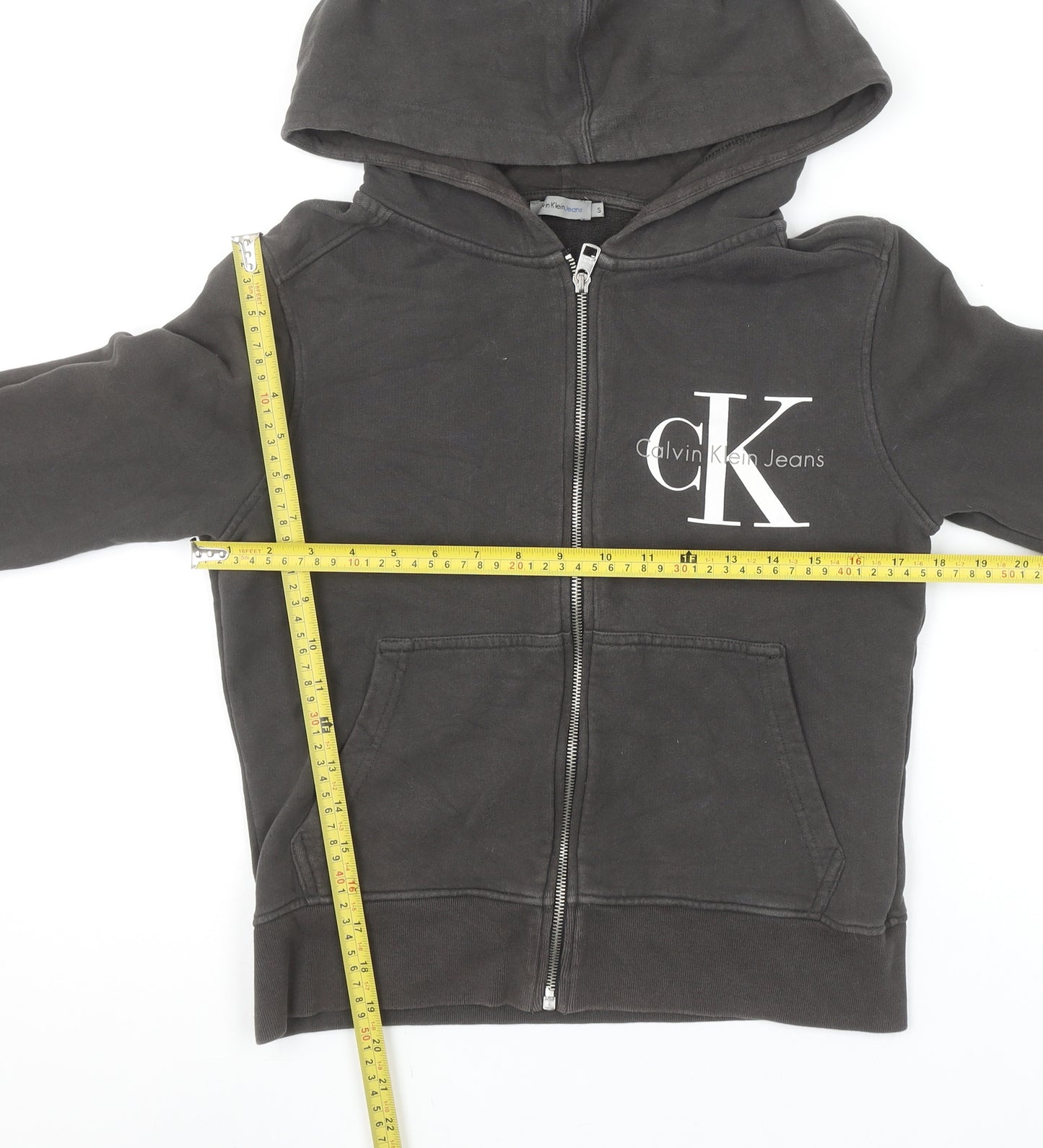 Calvin Klein Jeans Women's Black Full Zip Hoodie Size S Cotton Logo