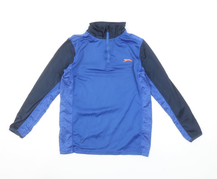 Slazenger Boys Blue 9-10 Years 1/4 Zip Colourblock Sports Sweatshirt
