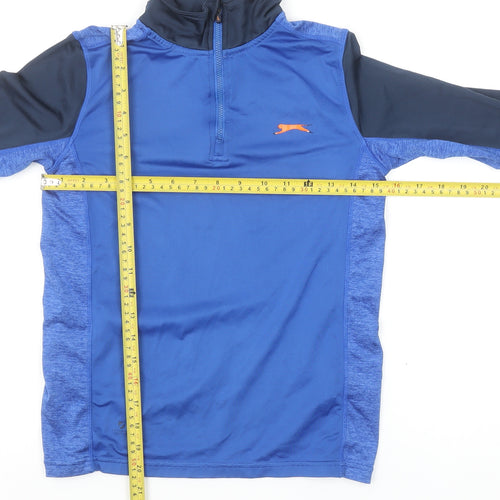 Slazenger Boys Blue 9-10 Years 1/4 Zip Colourblock Sports Sweatshirt