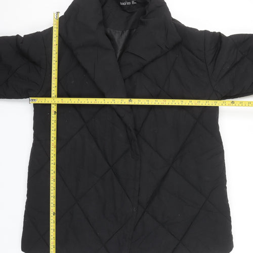Boohoo Womens Black Quilted Mid-Length Coat UK 6 Regular