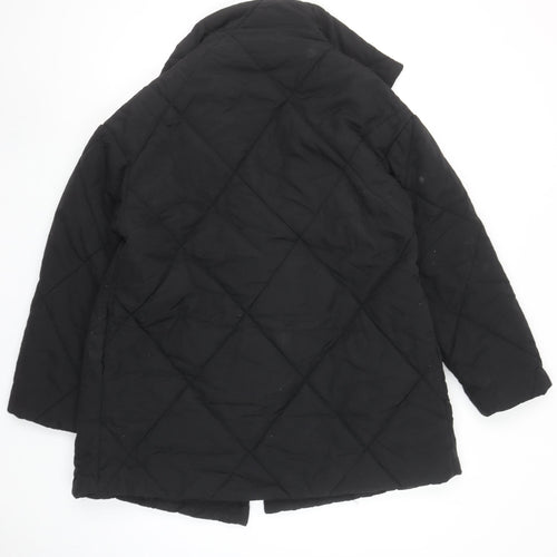 Boohoo Womens Black Quilted Mid-Length Coat UK 6 Regular