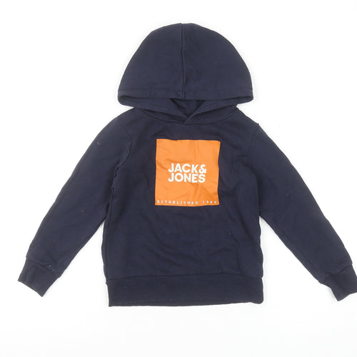 Jack & Jones Boys Navy Blue Pullover Hoodie Size 6 Years Cotton Blend