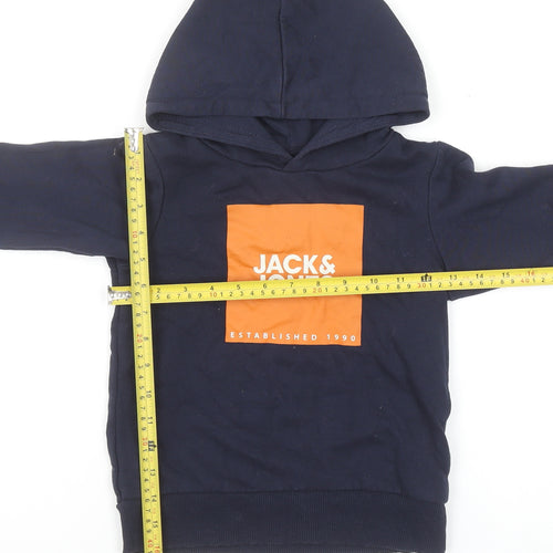 Jack & Jones Boys Navy Blue Pullover Hoodie Size 6 Years Cotton Blend