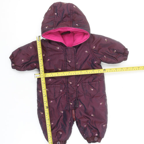Mothercare Unisex Baby Purple Floral Hooded Snowsuit 0-3 Months Winter Wear