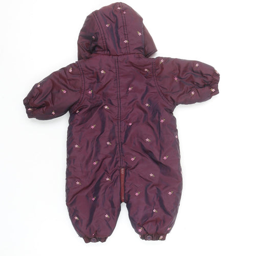 Mothercare Unisex Baby Purple Floral Hooded Snowsuit 0-3 Months Winter Wear