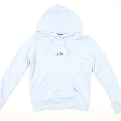 Tommy Jeans Women's Light Blue XS Pullover Hoodie Cotton Blend Casual