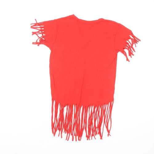 Texmania Girls Red Hello Kitty Fringe Cropped T-Shirt 10 Years