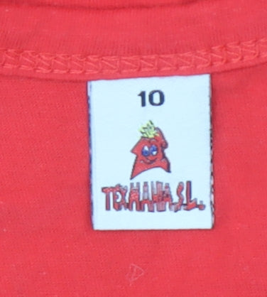 Texmania Girls Red Hello Kitty Fringe Cropped T-Shirt 10 Years