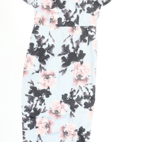 Amber Women's Multicoloured Floral Sheath Dress XS Short Sleeve