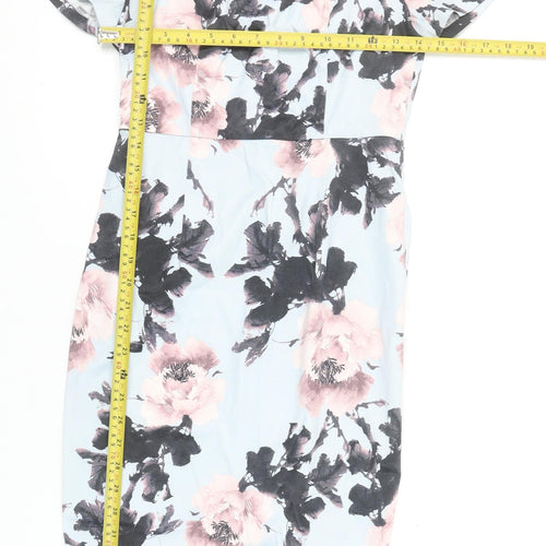 Amber Women's Multicoloured Floral Sheath Dress XS Short Sleeve