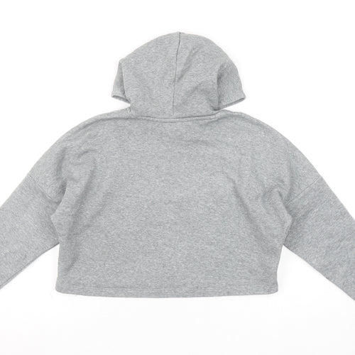 Puma Girls Grey Pullover Hoodie 9-10 Years Logo Fleece Sweatshirt