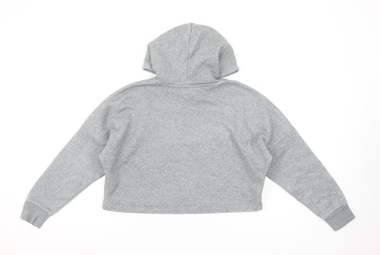 Puma Girls Grey Pullover Hoodie 9-10 Years Logo Fleece Sweatshirt