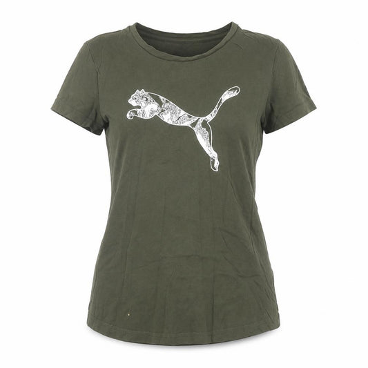 Front view of Puma women’s green xs basic sport t-shirt