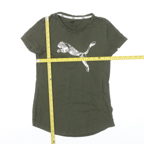Puma Womens Green XS Basic Sport T-Shirt