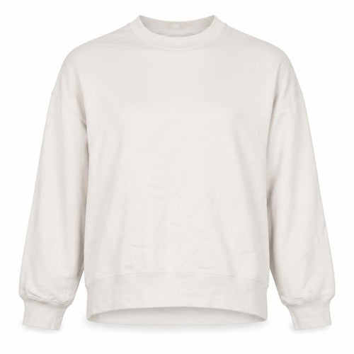 Uniqlo Women Beige Cotton Pullover Sweatshirt L Crew Neck Casual