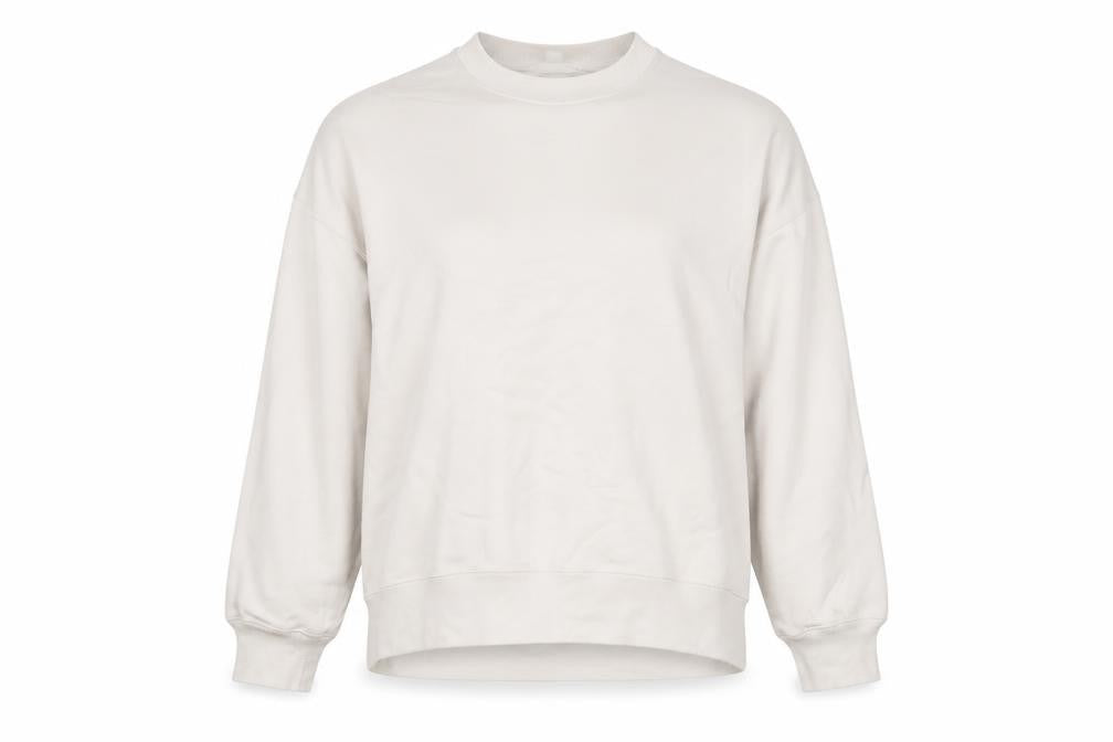 Uniqlo Women Beige Cotton Pullover Sweatshirt L Crew Neck Casual