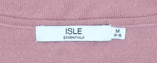 Isle Essentials Womens Pink Acrylic Cable Knit V-Neck Jumper Size 14-16