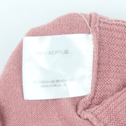 Isle Essentials Womens Pink Acrylic Cable Knit V-Neck Jumper Size 14-16