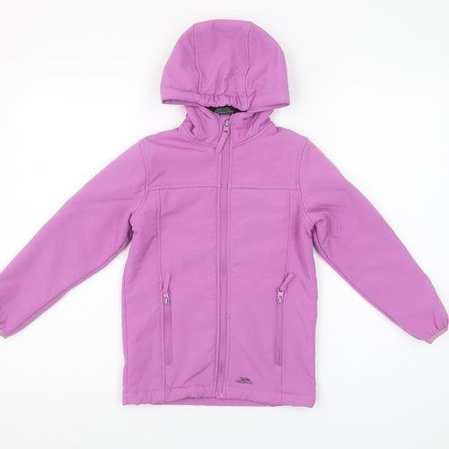 Trespass Girls Purple Softshell Hooded Jacket 5-6 Years Waterproof Lined