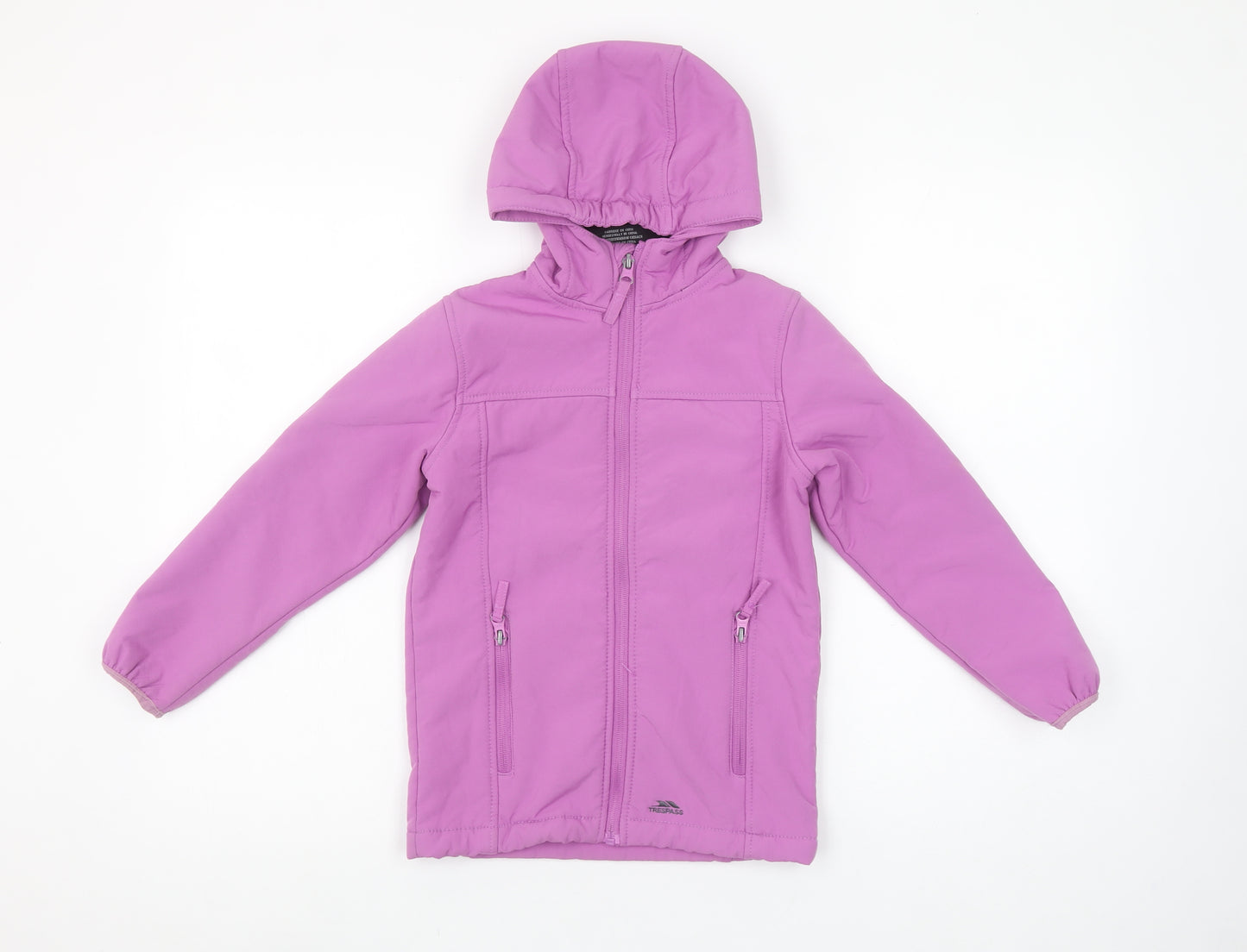 Trespass Girls Purple Softshell Hooded Jacket 5-6 Years Waterproof Lined