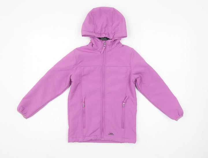 Trespass Girls Purple Softshell Hooded Jacket 5-6 Years Waterproof Lined