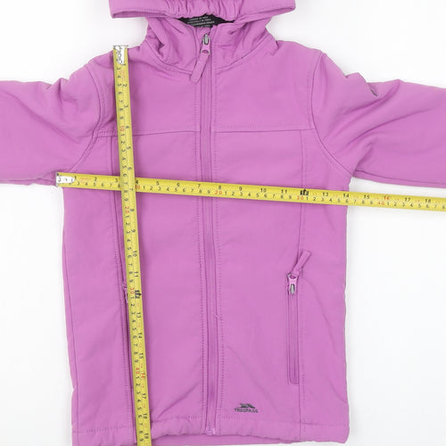 Trespass Girls Purple Softshell Hooded Jacket 5-6 Years Waterproof Lined