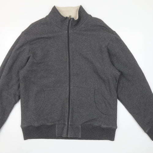 Old Navy Men’s Grey Full Zip Fleece Lined Sweatshirt Size L