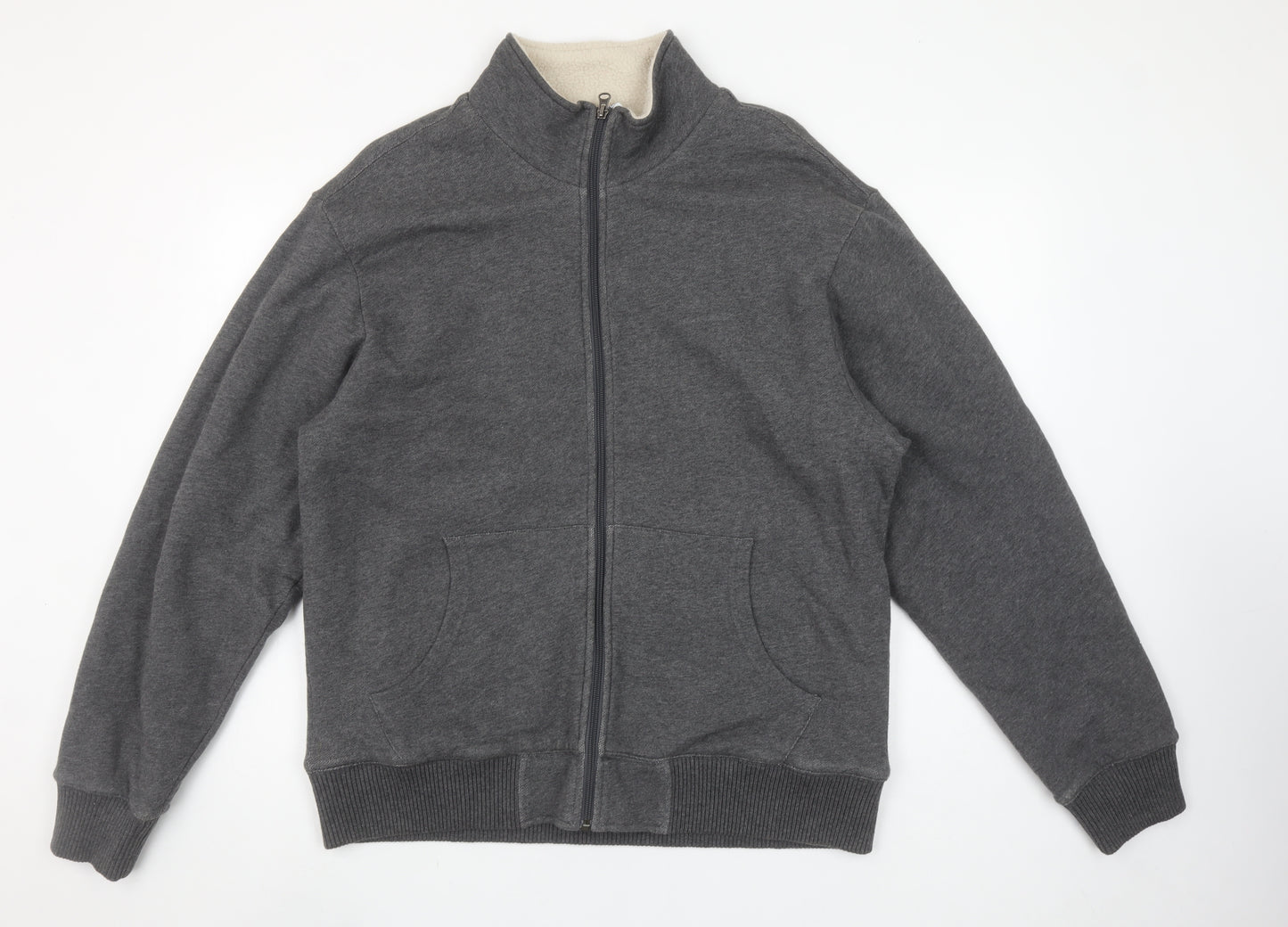 Old Navy Men’s Grey Full Zip Fleece Lined Sweatshirt Size L