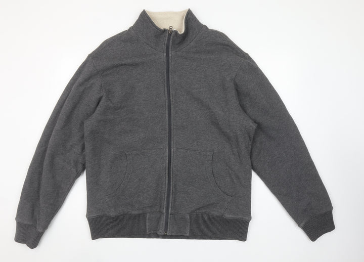 Old Navy Men’s Grey Full Zip Fleece Lined Sweatshirt Size L