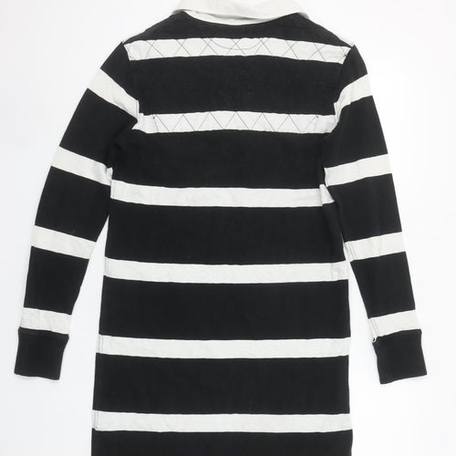 Ralph Lauren Women Black Striped Collared Shirt Dress Size S