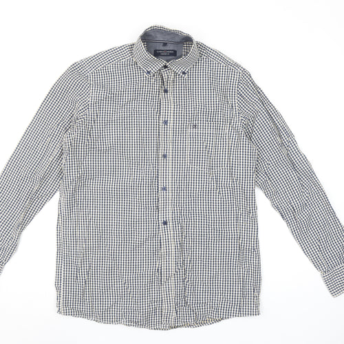 Casa Moda Men's Blue Checked Long Sleeve Button-Up Shirt Size M