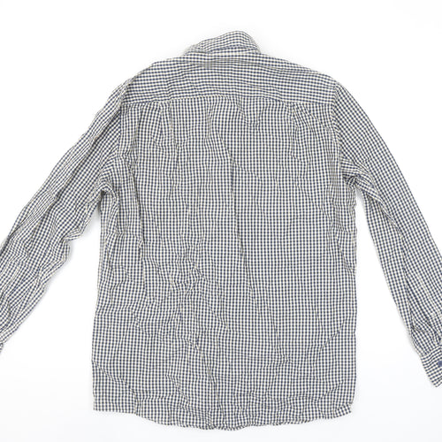 Casa Moda Men's Blue Checked Long Sleeve Button-Up Shirt Size M