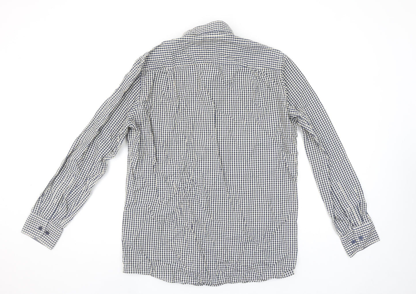 Casa Moda Men's Blue Checked Long Sleeve Button-Up Shirt Size M