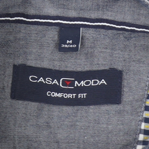 Casa Moda Men's Blue Checked Long Sleeve Button-Up Shirt Size M