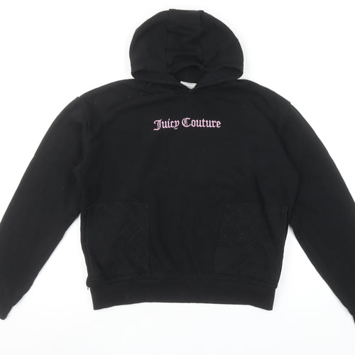 Juicy Couture Girls Black Pullover Hoodie 14-15 Years Logo Fleece