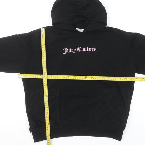 Juicy Couture Girls Black Pullover Hoodie 14-15 Years Logo Fleece