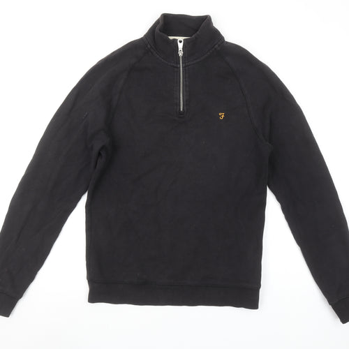 Farah Men's Black 1/4 Zip Organic Cotton Sweatshirt Size S