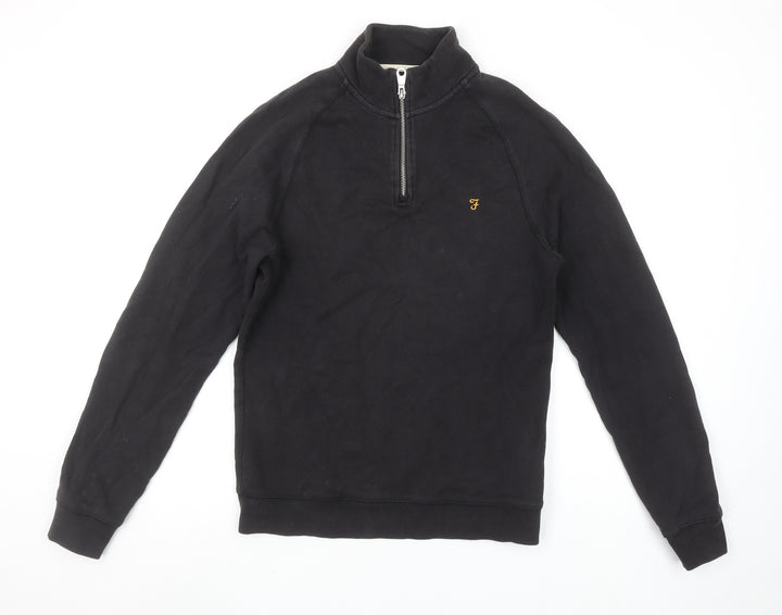 Farah Men's Black 1/4 Zip Organic Cotton Sweatshirt Size S