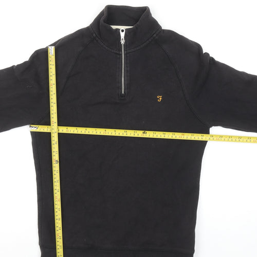 Farah Men's Black 1/4 Zip Organic Cotton Sweatshirt Size S