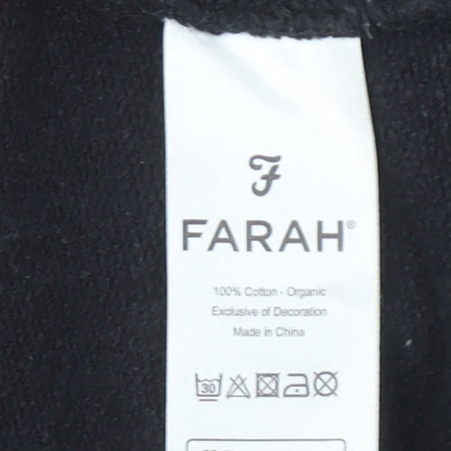 Farah Men's Black 1/4 Zip Organic Cotton Sweatshirt Size S