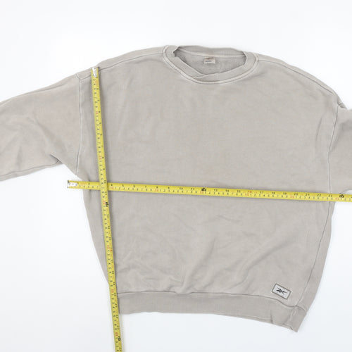 Reebok Women’s Beige Pullover Sweatshirt S Relaxed Fit Casual