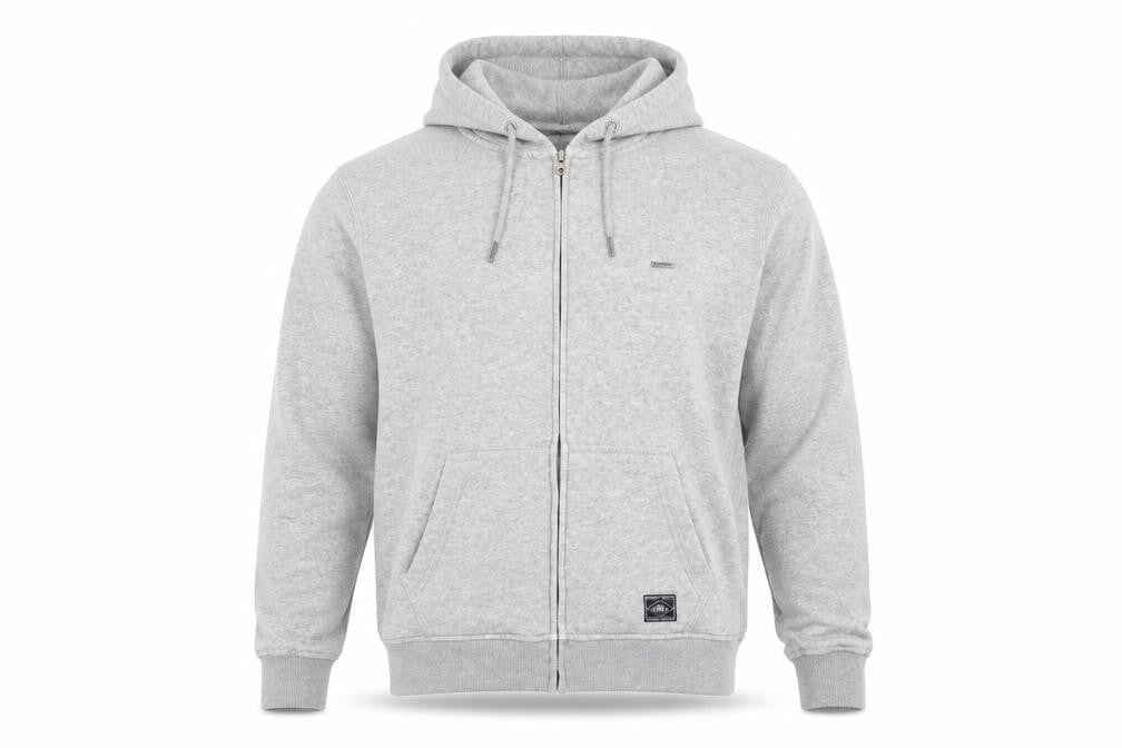 Front view of O'Neill Men's Grey Full Zip Hoodie, size S, Regular Fit